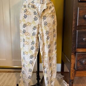 SNAKE JEANS - Small medium high waist denim tapered mom serpent snake print